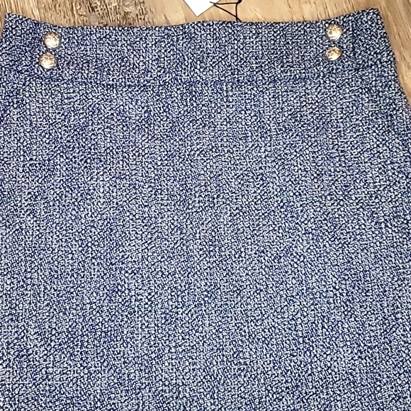 Veronica Beard Arezzo Tweed Silver Button Mini Skirt In Blue - Picture 3 of 5